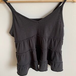 Black Sleeveless Tiered Top